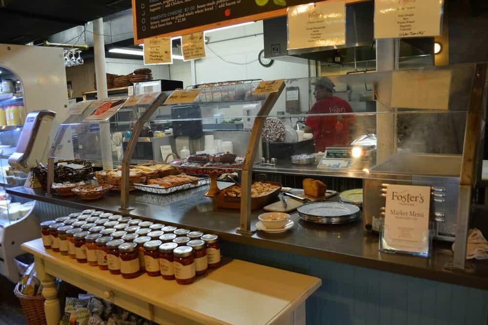 Interior case view inside Sara Fosters Market Durham NC