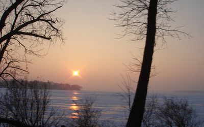 Sailing across Frozen Lake Minnetonka, MN