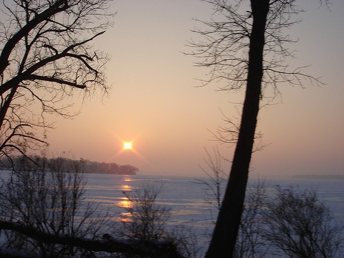 Sailing across Frozen Lake Minnetonka, MN