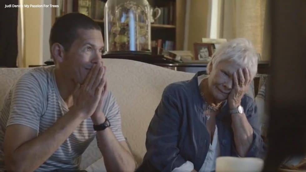 Judy Dench reacting to her Oak Tree communicating with other trees in My Passion for Trees