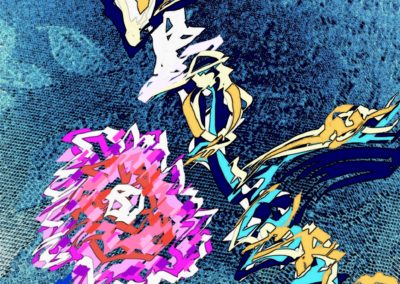 April 2020 Art from Ann Esckilsen flower with lavender and purple background