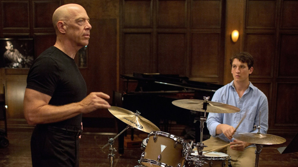 Scene from Film, Whiplash featuring J.K. Simmons &Miles Teller and