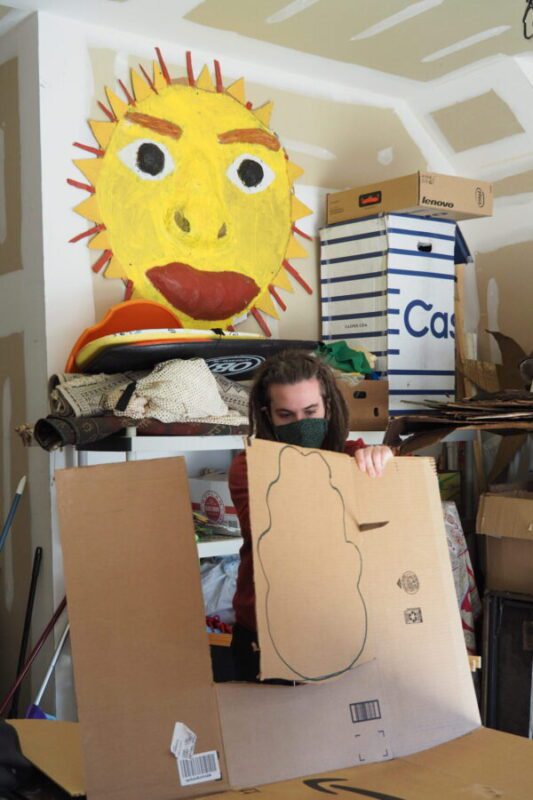 Sol Ramirez cutting out new mask by Aeon Schmoock