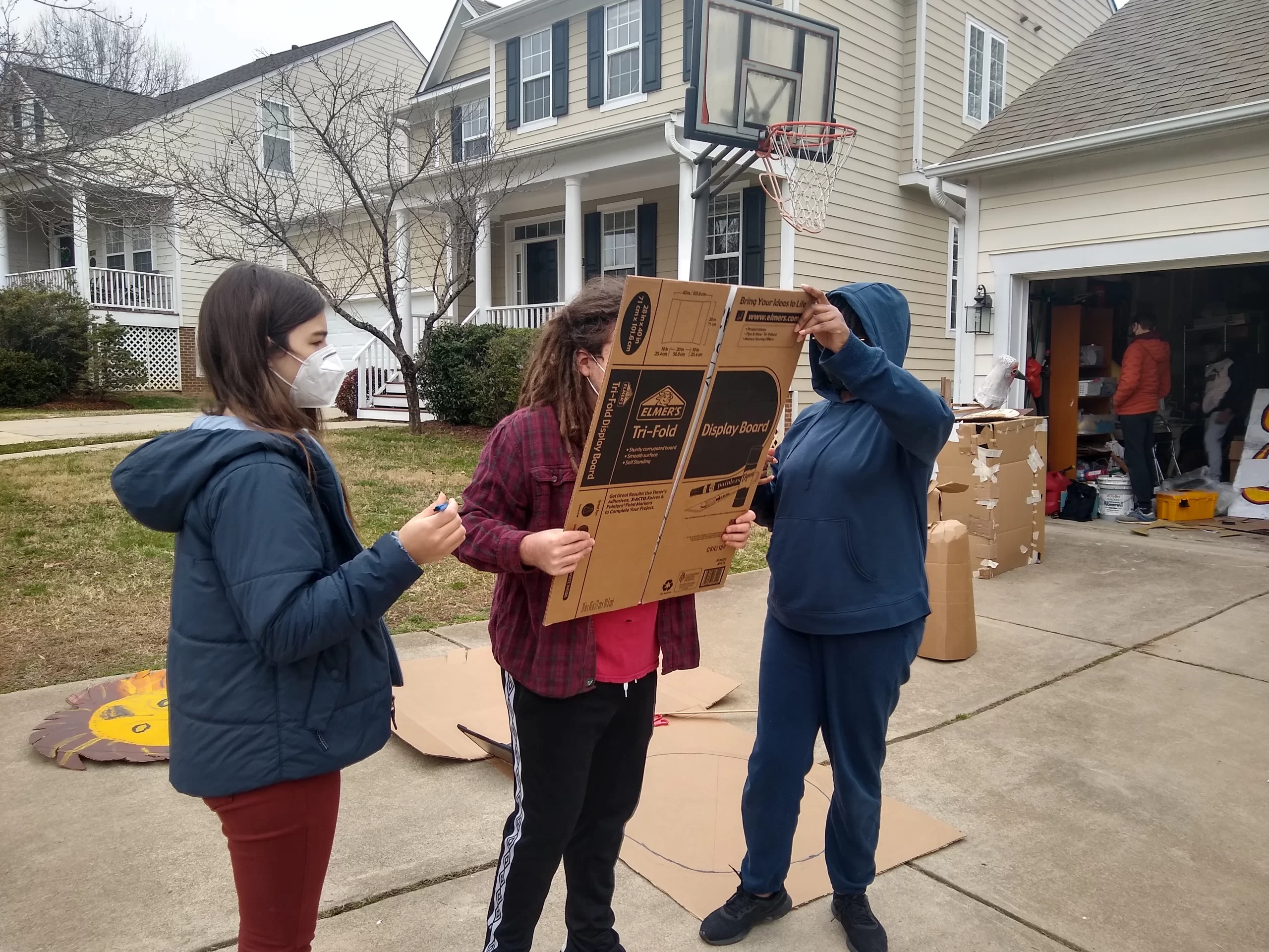 Sol and Karen working on Mask for 1,2,3 Puppetry The Time we Have