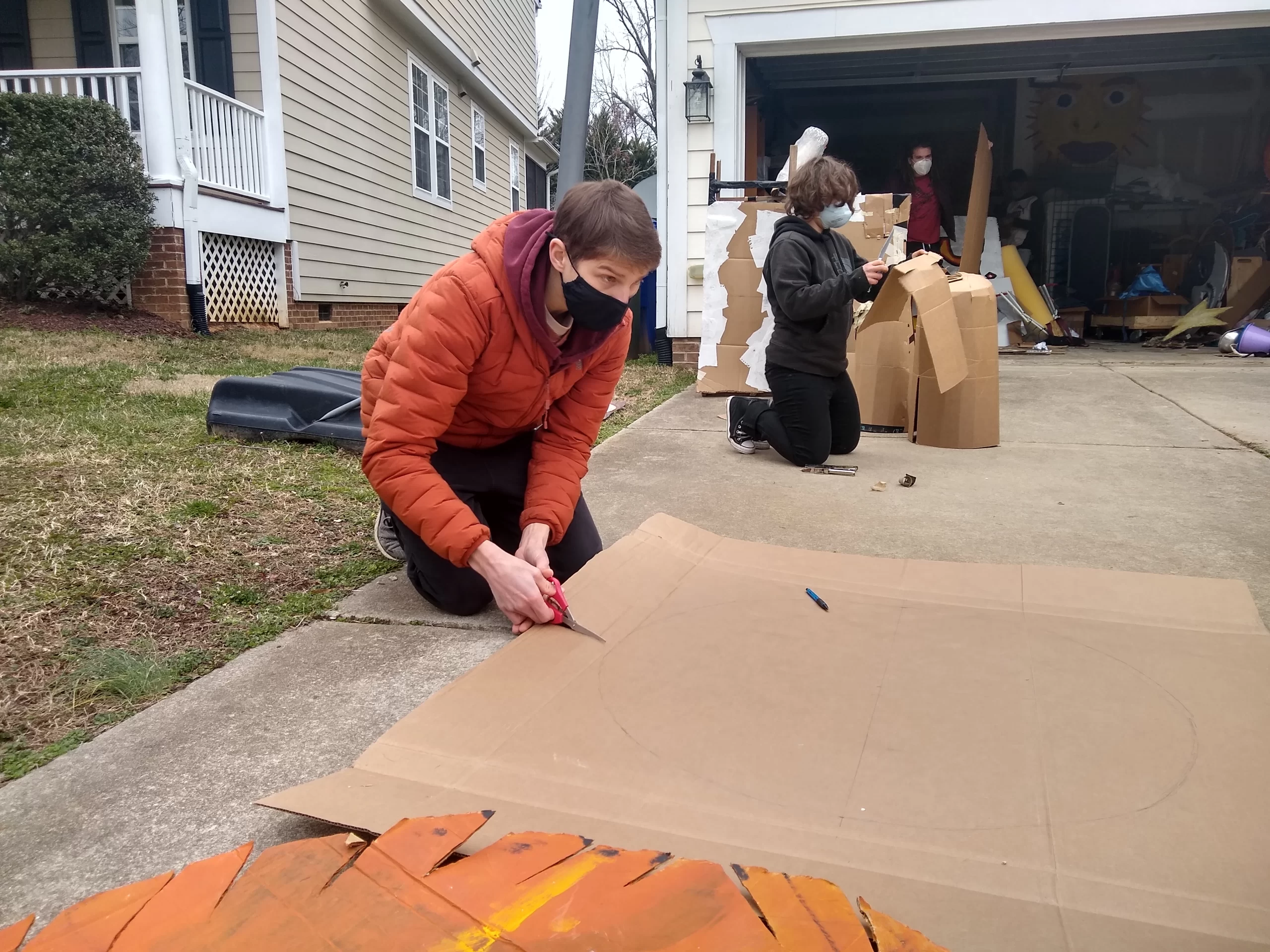 123 Puppetry _Jasper and Sophia work on masks for the time we haveR (2)