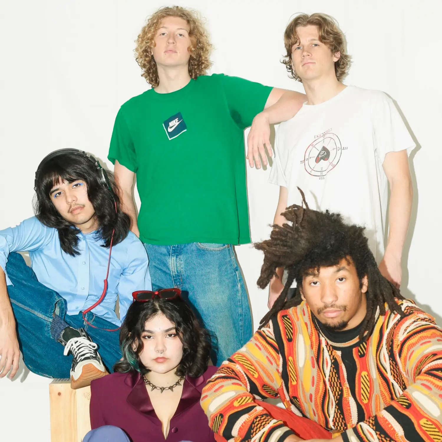 Zola, Maeve, Kennedy, Erin, and Melanie working on sets and masks for the Time We Have play