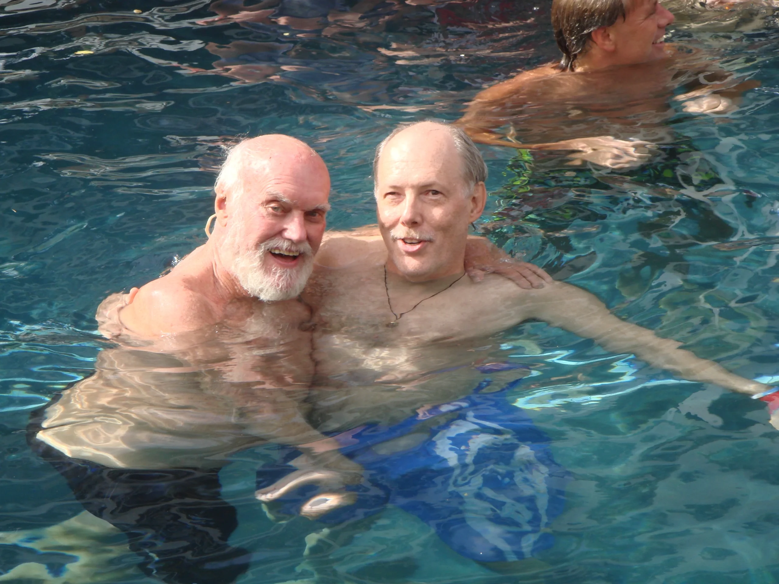 Ram Dass swimming with Jon Vasu Seskevich in Maui Ram Dass swimming with Jon Vasu Seskevich in Maui