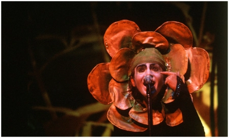 Peter Gabriel onstage with Genesis in 1974 Photograph Rex Features