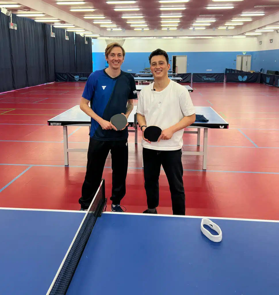 Zak Abel sat down with a familiar face in three-time Olympian Liam Pitchfordwebp (1) Zak Abel sat down with a familiar face in three-time Olympian Liam Pitchford for an exclusive shoot with Table Tennis England (TTE). The ‘What Love Is’ singer was a national table tennis champion at the age of 14 and held a senior world ranking position before pursuing a career in music. Twelve years after moving away from the sport, Shoot helped TTE organise a trip down memory lane by reintroducing Zak to the current England number 1, who he succeeded as Cadet Boys’ Singles national champion in 2009. The now singer-songwriter and two-time Commonwealth Games champion met at Nottingham University (the home of the national championships) where they reminisced and discussed their respective journeys.