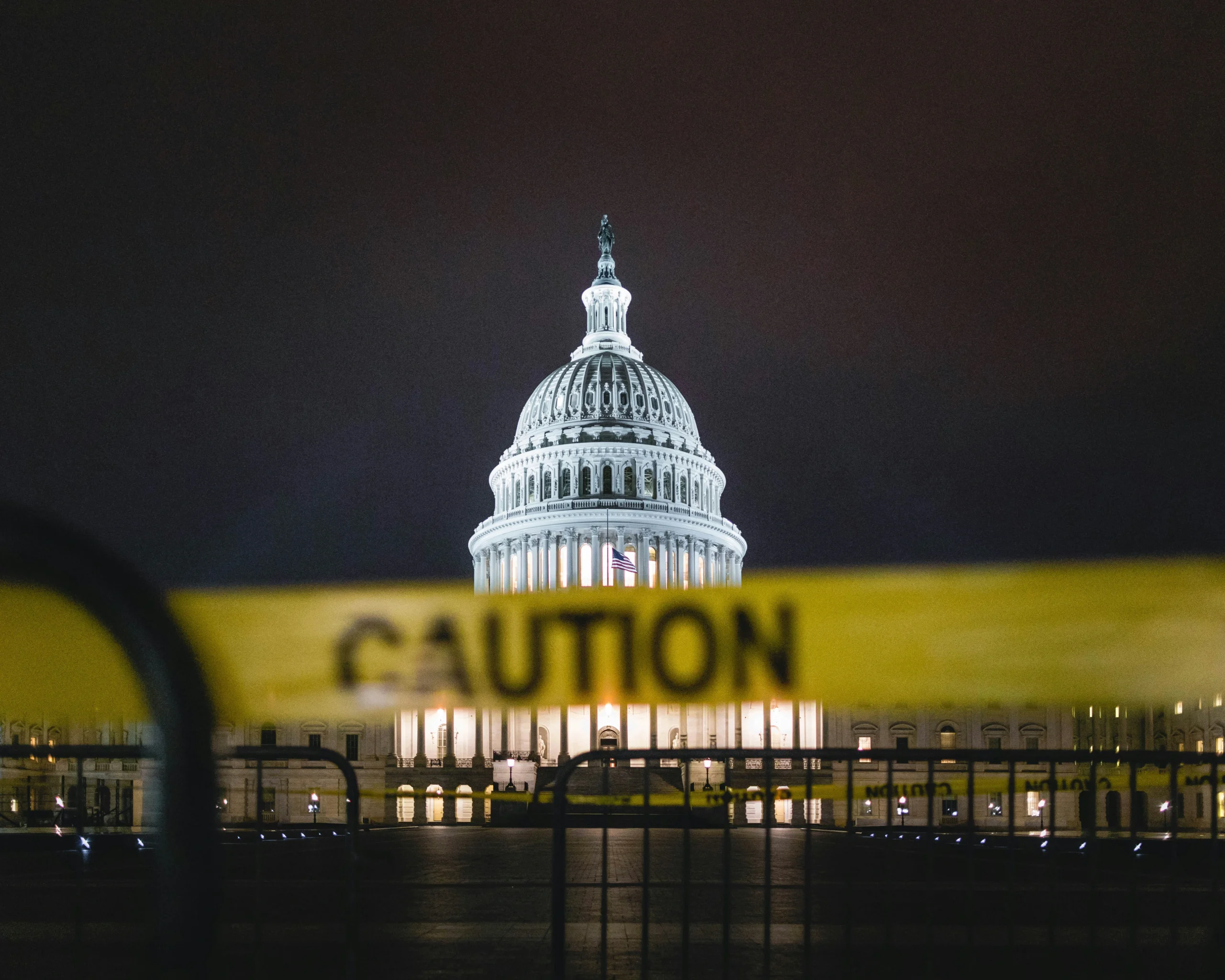 Caution Tape at the United States Capitol in Washington D.C. United States Capitol, First Street Southeast, Washington, DC, USA Published on January 1, 2019 Canon, EOS R Free to use under the Unsplash Licen