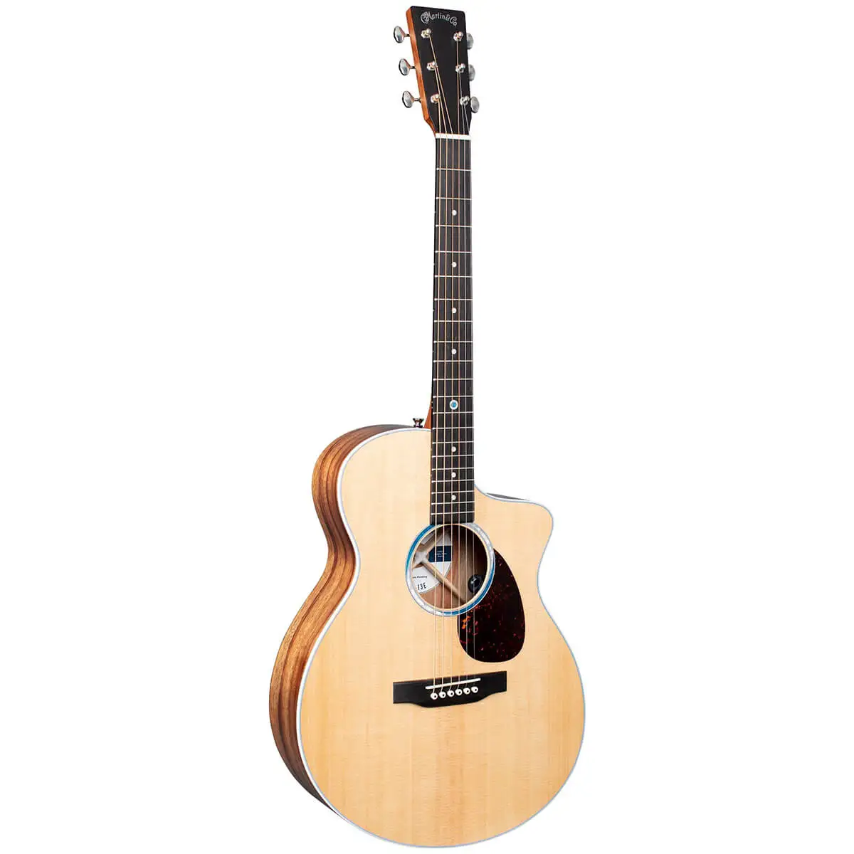 Martin SC 13E Acoustic Electric Guitar
Acoustic-Electric Guitar, Koa Fine Veneer Body w/ Sitka Spruce Top, 25.4" Scale Select Hardwood Neck w/ High-Performance Taper, Ebony Fingerboard w/ Mother of Pearl Pattern & Celestial Blue Dot Inlays, Fishman MX-T Electronics