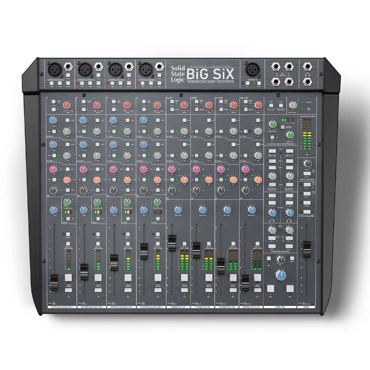 Solid State Logic BiG SiX Super Analogue Mixer + USB Interface<br />
Advanced hybrid production BiG SiX combines production tools from iconic SSL studio consoles with the latest in hybrid workflow.