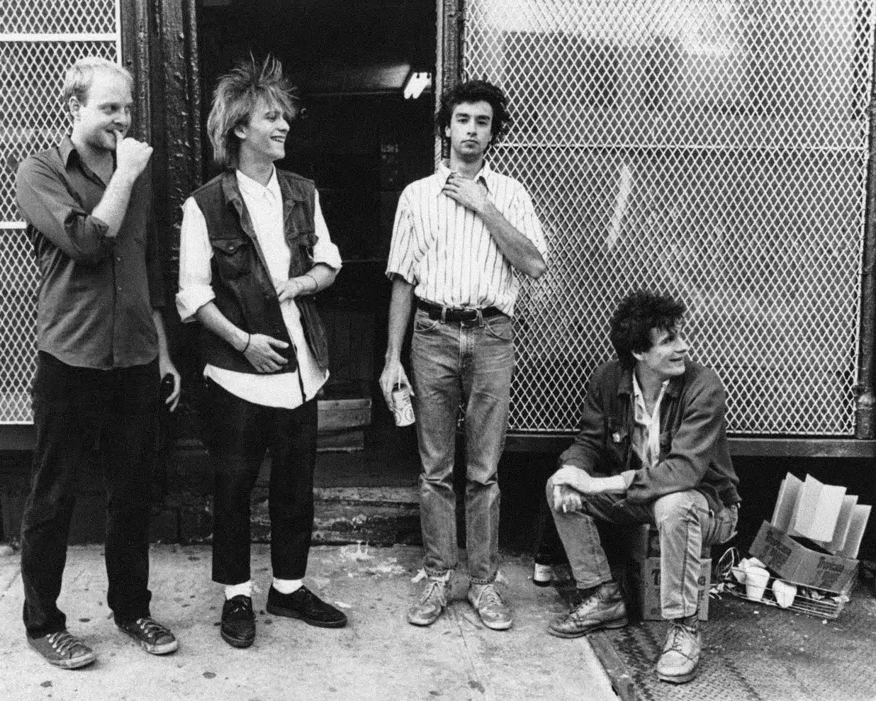 The_Replacements_(1984_Laura_Levine_portrait) American rock band The Replacements in a 1984 publicity photo taken by Laura Levine. Left to right: Bob Stinson (lead guitar), Tommy Stinson (bass guitar), Chris Mars (drums), and Paul Westerberg (vocals & guitar). Date 1984 Source English: Sources: Original source: Originally published and distributed by Twin/Tone Records circa 1984.